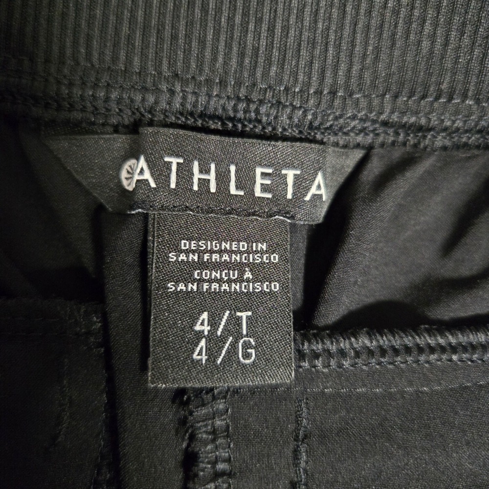 Athleta Brooklyn Ankle Pants Stretch Travel Work Slits Black Women's Size 4 Tall - Picture 3 of 12